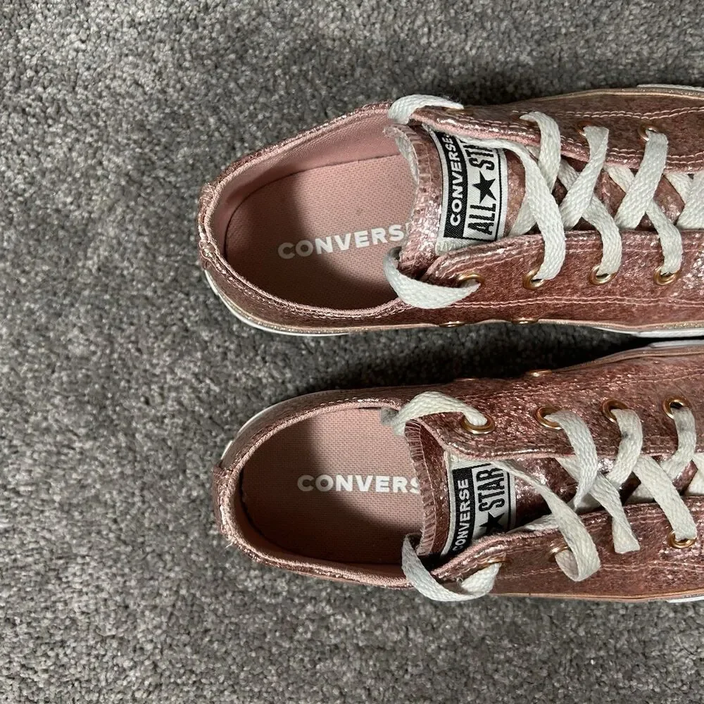 Converse Chuck Taylor All Star Low GS Youth Sz 3 Dusk Pink Glitter Casual Shoes